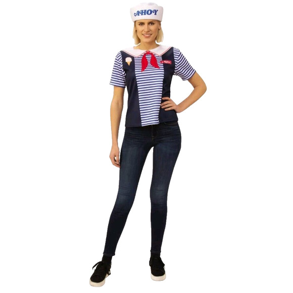 Stranger Things Robin Scoops Ahoy Spirit Halloween Costume Size Large Shirt Top - Picture 2 of 11